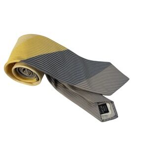 VTG Givenchy Repp Tie Italian Silk Colorblock Yellow‎ Gray